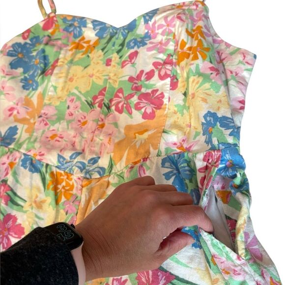 Old Navy Fit & Flare Cami Romper Floral Linen Blend Womens Size XL - Picture 7 of 12